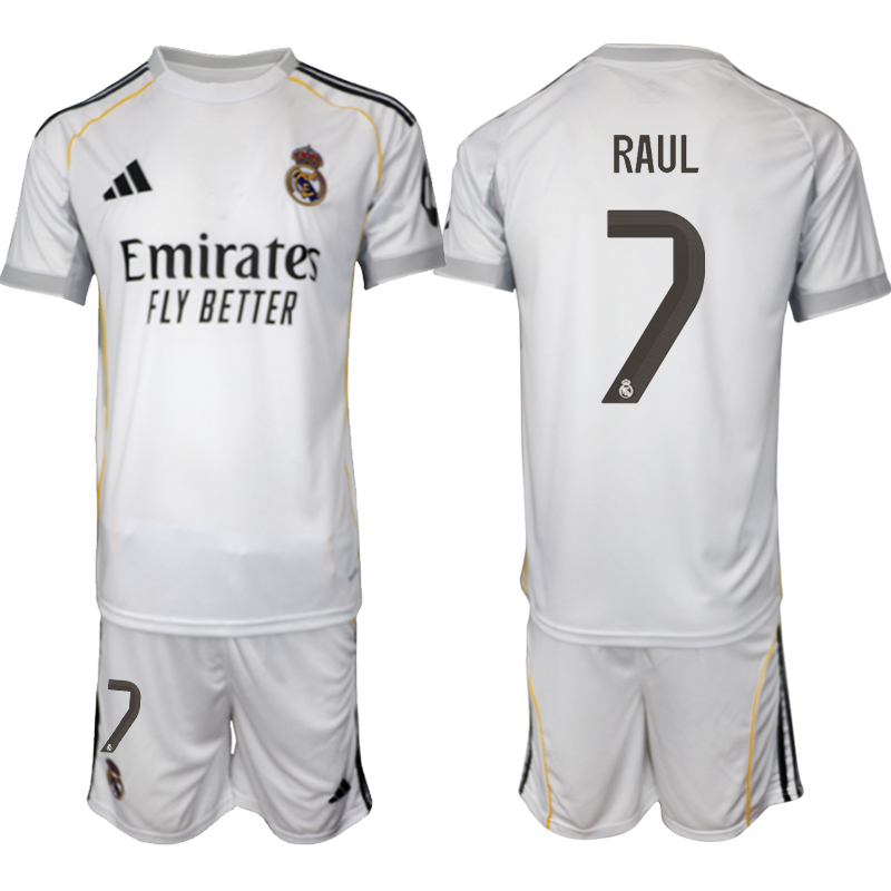 Men 2025-2026 Club Real Madrid home white 7 Soccer Jersey 01